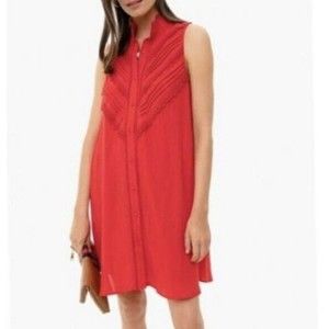 Tuckernuck Pomander Place L Dutton Dress Poppy Red Button Front Sleeveless Mini